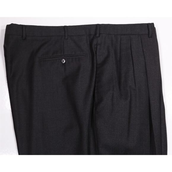 Saint Andrews Solid Charcoal Gray Pleated Wool Dress Pants 42x31 - Picture 2 of 7